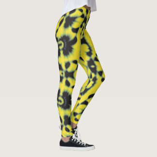 Gelbe Schwarze Gefärbte Krawatte Leggings