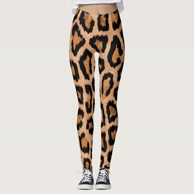 Gelbe schwarze Leoparde Leggings (Vorderseite)