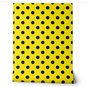 Gelbe schwarze Polka Dots Muster Wanddekoration Tapete
