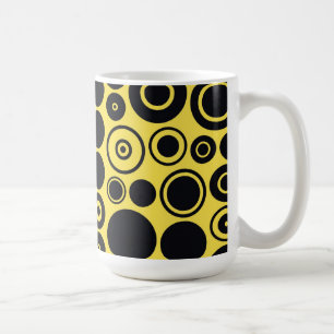 Gelbe, schwarze Retro-Kreismug Kaffeetasse