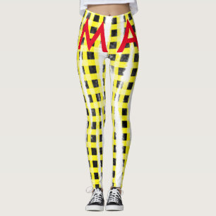 Gelbe schwarze Schachbrettmuster tragen den Namen Leggings