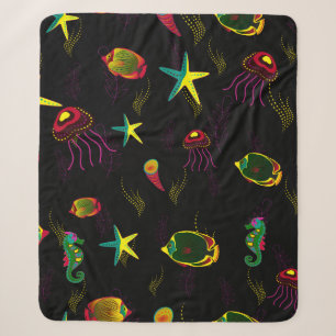 Gelbe, schwarze und braune Fische nahtlos. ABS Sherpadecke