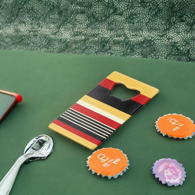 Gelbe, schwarze und rote Streifen Geldbeutel Flaschenöffner (Bottle Opener)