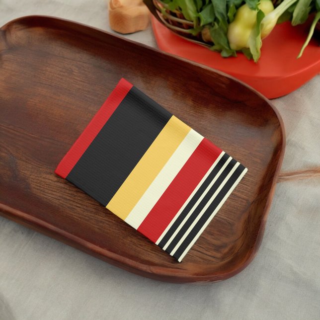 Gelbe, schwarze und rote Streifen Geschirrtuch (Kitchen Towel)