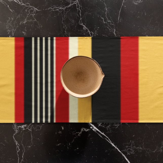 Gelbe, schwarze und rote Streifen Großer Tischläufer (table runner)