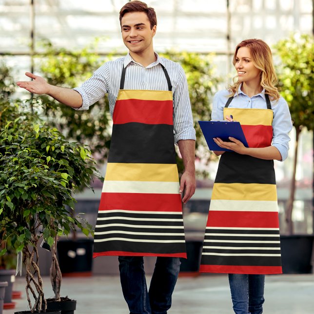 Gelbe, schwarze und rote Streifen Schürze (apron)