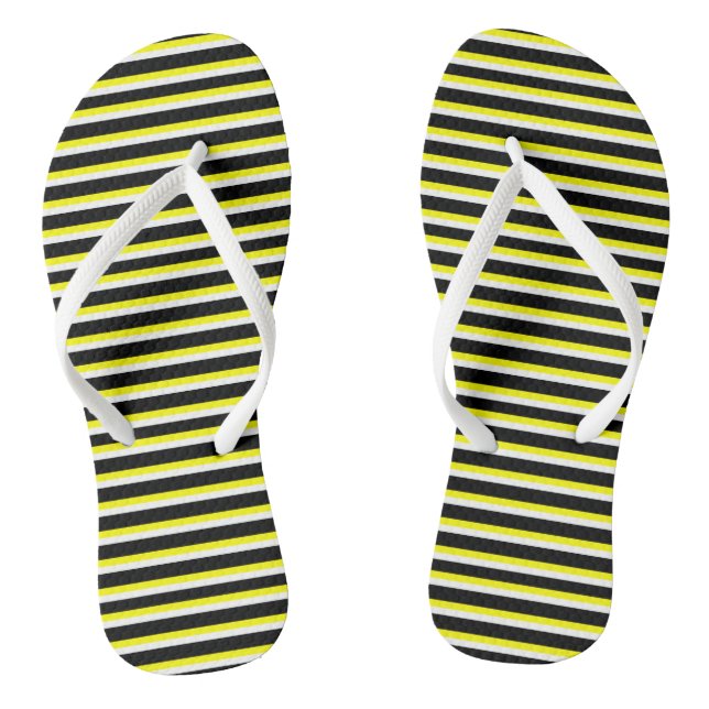 Gelbe, schwarze und weiße Streifen Flip Flops (Fußbett)