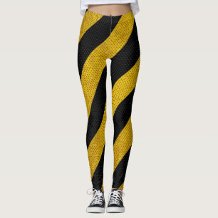 Gelbe schwarze Verkehrs-Vorsicht Stripes Leggings