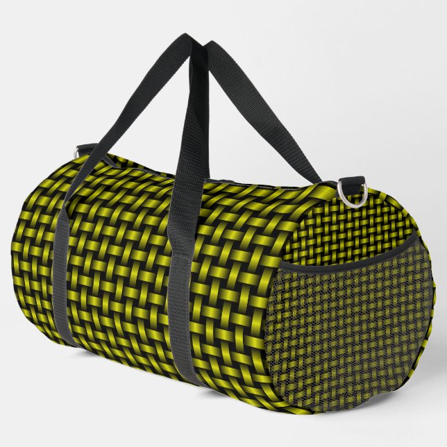 Gelbe schwarze Weave Muster Duffel Bag Duffle Bag (Rechte Ecke)