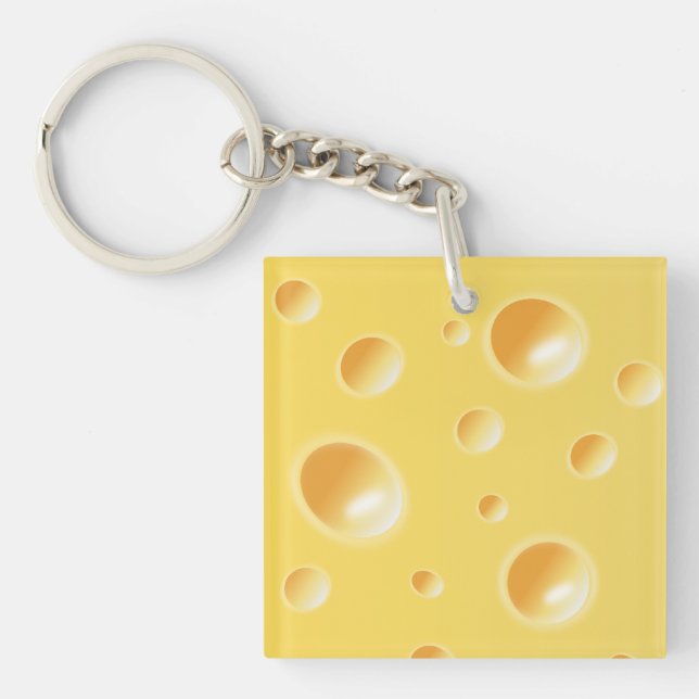 Gelbe Schweizer Käse-Beschaffenheit Schlüsselanhänger (Vorderseite)