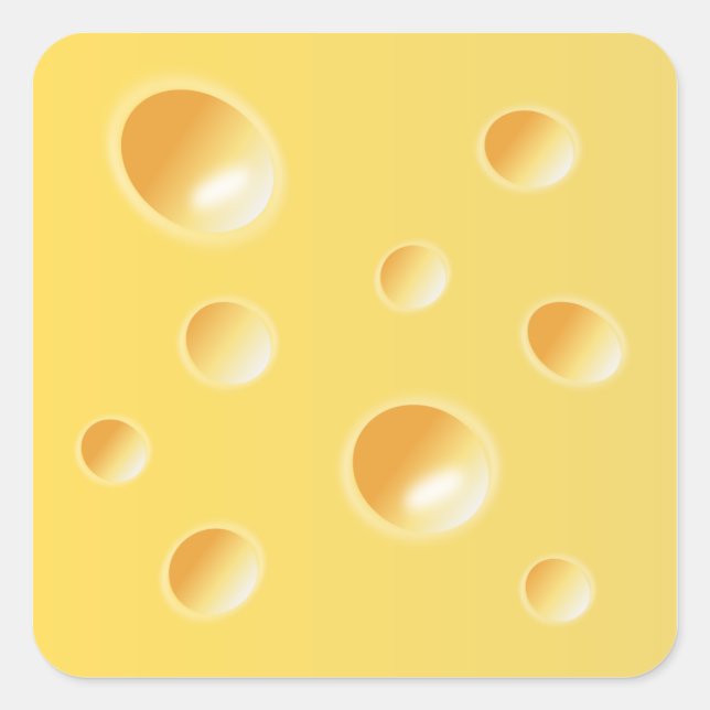 Gelbe Schweizer Käse Textur Quadratischer Aufkleber (Vorderseite)
