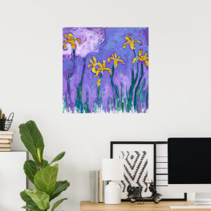 Gelbe Schwertlilien mit rosa Wolke   Claude Monet  Poster