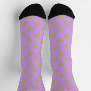 Gelbe Seesterne auf rosa Mustersocken Socken