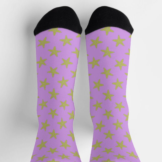Gelbe Seesterne auf rosa Mustersocken Socken (Oben)