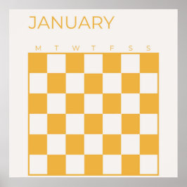 Gelbe Seite Undatiert Checkered January Calendar Poster