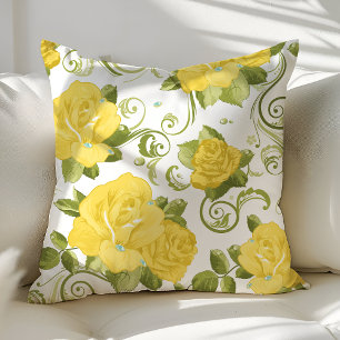 Gelbe Shabby Chic Rosen Floral Kissenhülle Kissen