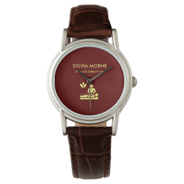 Gelbe Silhouette des modernen Wellness-Centers Armbanduhr (Vorderseite)