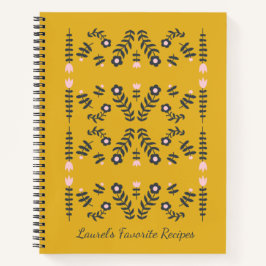 Gelbe skandinavische Blume Personalisiertes Rezept Notizbuch