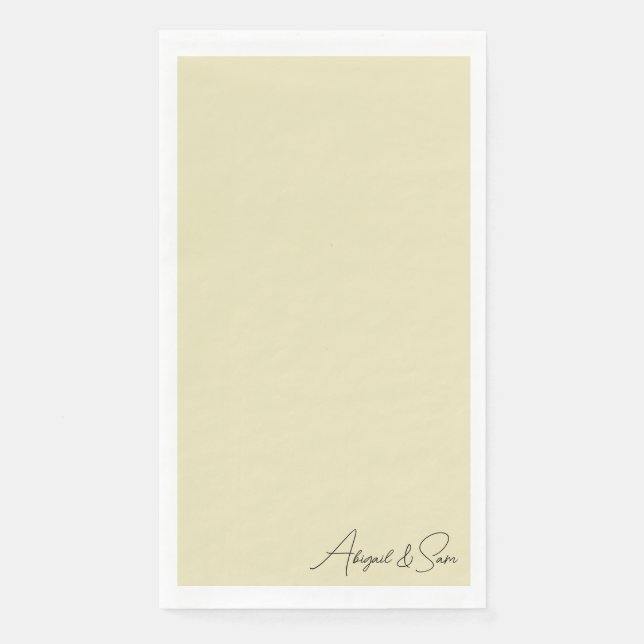 Gelbe Skriptnamen Hochzeit Serviette (Vorderseite)