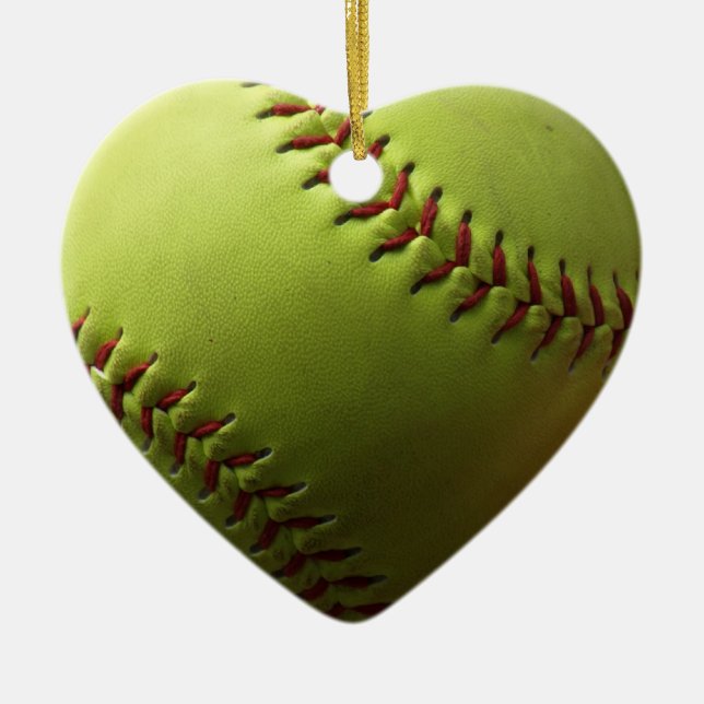 Gelbe Softball-Nahaufnahme Keramikornament (Vorne)