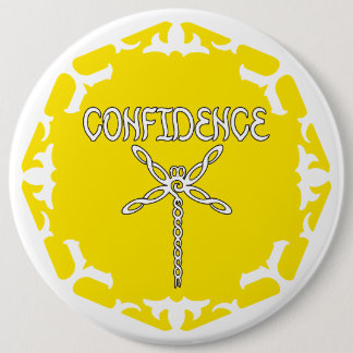 Gelbe Solar Plexus Chakra Libelle weißer Hintergru Button
