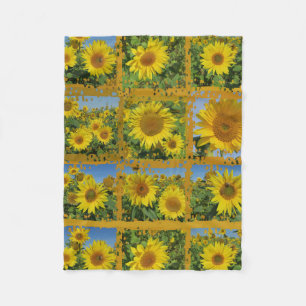 Gelbe Sommer-Blume Deckenkollage Fleecedecke