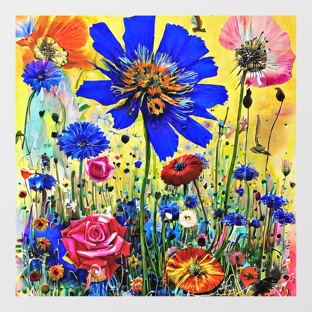 Gelbe Sommer-Blume Fensteraufkleber (Blatt)