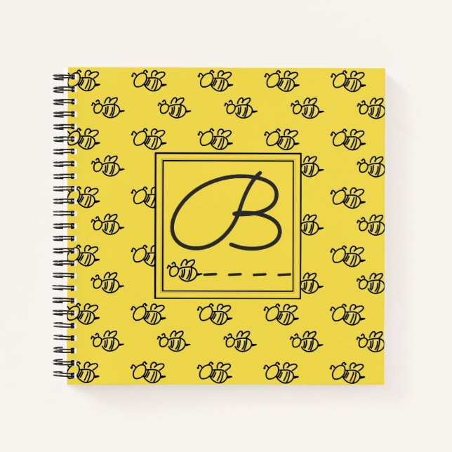Gelbe Sommerbienen-Muster Notizbuch (Vorderseite)
