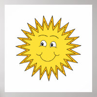 Gelbe Sommersonne mit einem glücklichen Gesicht.