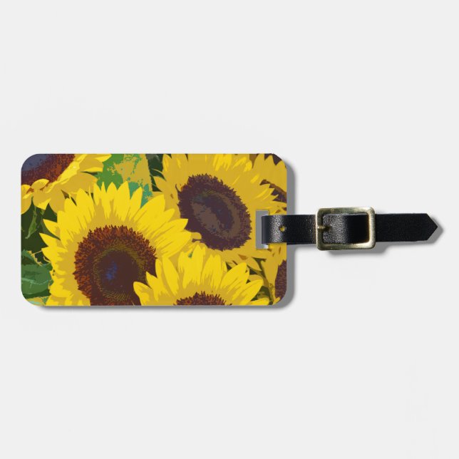 Gelbe Sommersonnenblumen Gepäckanhänger (Vorderseite horizontal)