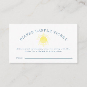 Gelbe Sonne Blau kariert Baby Shower Windel-Raffle Begleitkarte