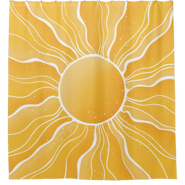 Gelbe Sonne Duschvorhang (Vorderseite)