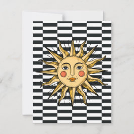 Gelbe Sonne mit Gesicht Mitteilungskarte
