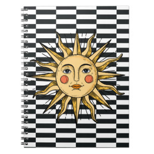 Gelbe Sonne mit Gesicht Notizblock