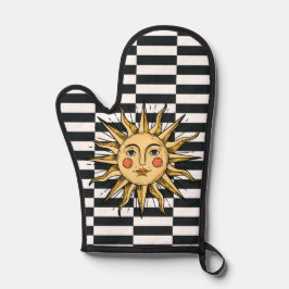 Gelbe Sonne mit Gesicht Ofenhandschuh