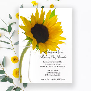 Gelbe Sonnenblume am Brunch der weißen Mutter Einladung