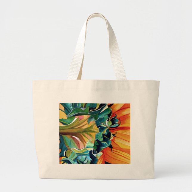 Gelbe Sonnenblume Aquarellmalerei Jumbo Stoffbeutel (Vorne)