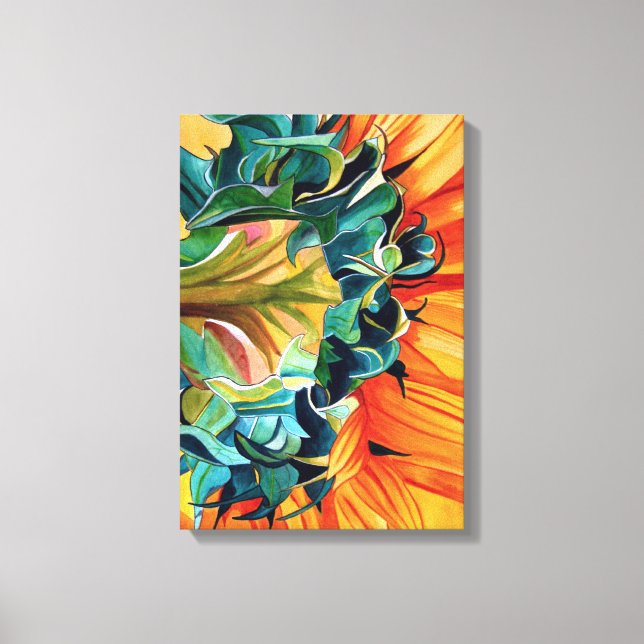 Gelbe Sonnenblume Aquarellmalerei Leinwanddruck (Vorderseite)