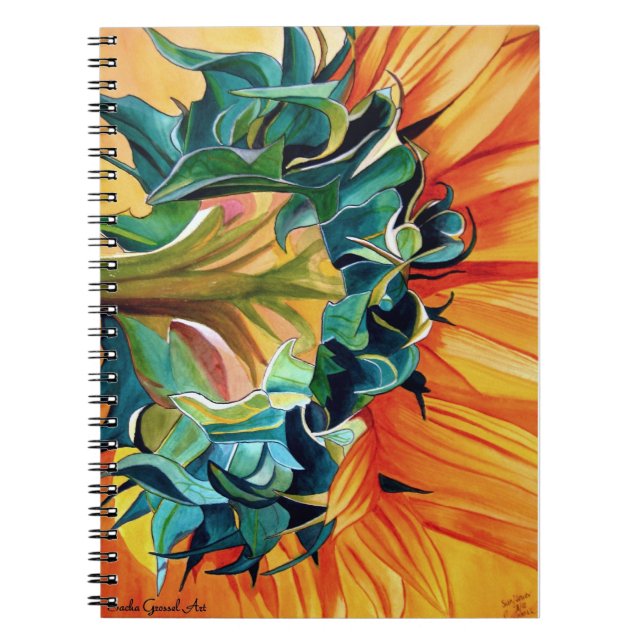 Gelbe Sonnenblume Aquarellmalerei Notizblock (Vorderseite)