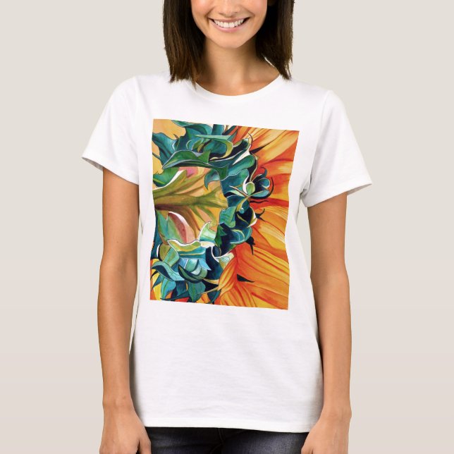 Gelbe Sonnenblume Aquarellmalerei T-Shirt (Vorderseite)