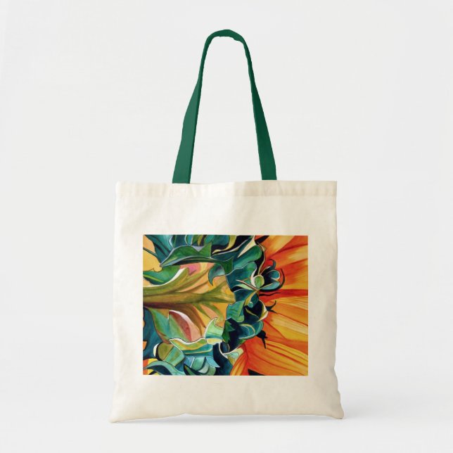Gelbe Sonnenblume Aquarellmalerei Tragetasche (Vorne)