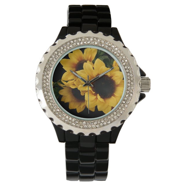 Gelbe Sonnenblume Armbanduhr (Vorderseite)