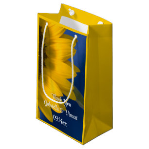 Gelbe Sonnenblume auf blau Danke für Ihre Hochzeit Kleine Geschenktüte