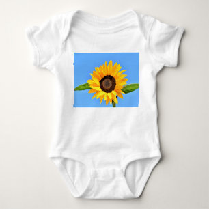 Gelbe Sonnenblume auf blauem Himmel - Sommer Baby Strampler
