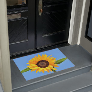 Gelbe Sonnenblume auf blauem Himmel - Sommer Fußmatte