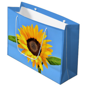 Gelbe Sonnenblume auf blauem Himmel - Sommer Große Geschenktüte
