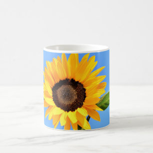 Gelbe Sonnenblume auf blauem Himmel - Sommer Kaffeetasse