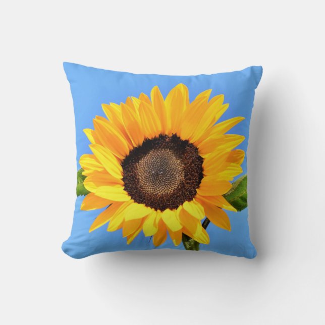 Gelbe Sonnenblume auf blauem Himmel - Sommer Kissen (Vorderseite)