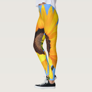 Gelbe Sonnenblume auf blauem Himmel - Sommer  Leggings
