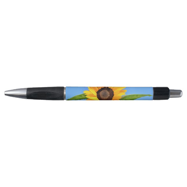 Gelbe Sonnenblume auf blauem Himmelbett Kugelschreiber (Vorderseite)